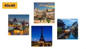 Set obrazov romantický nočný Paríž