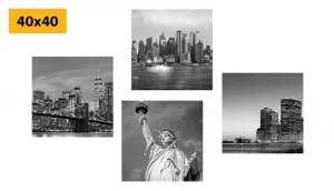 Set obrazov New York v čiernobielom prevedení