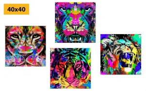 Set obrazov zvieratá v pop art štýle
