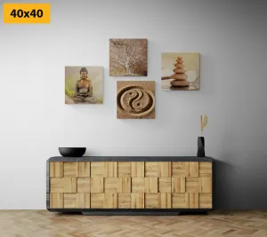 Set obrazov Feng Shui v béžových odtieňoch