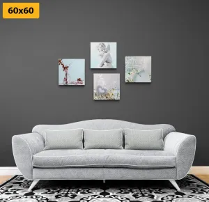 Set obrazov jemné zátišie s anjelikom