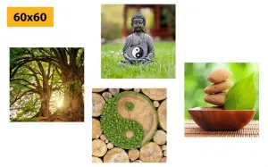 Set obrazov Feng Shui v zelenom prevedení