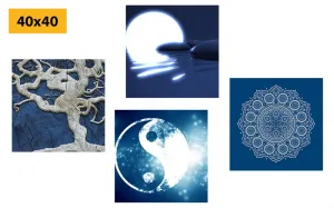 Set obrazov Feng Shui v modrom prevedení