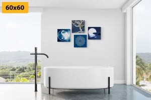 Set obrazov Feng Shui v modrom prevedení