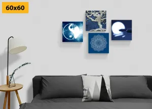 Set obrazov Feng Shui v modrom prevedení