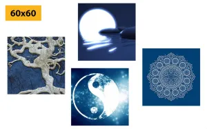 Set obrazov Feng Shui v modrom prevedení