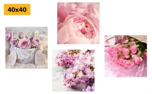 Set obrazov jemné zátišie kvetov