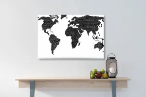 Obraz na korku čiernobiela mapa sveta