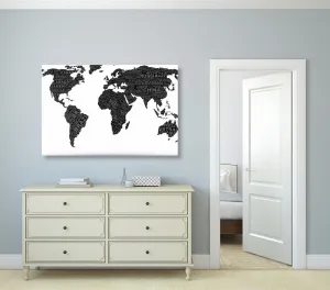 Obraz na korku čiernobiela mapa sveta