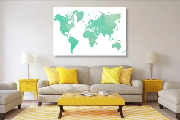 Obraz na korku mapa sveta v zelenom odtieni