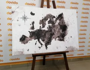 Obraz retro mapa Európy v čiernobielom prevedení
