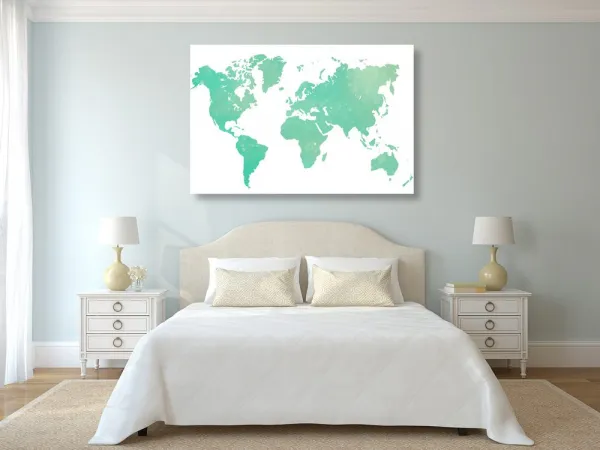 Obraz na korku mapa sveta v zelenom odtieni