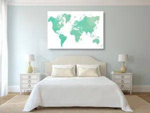 Obraz na korku mapa sveta v zelenom odtieni