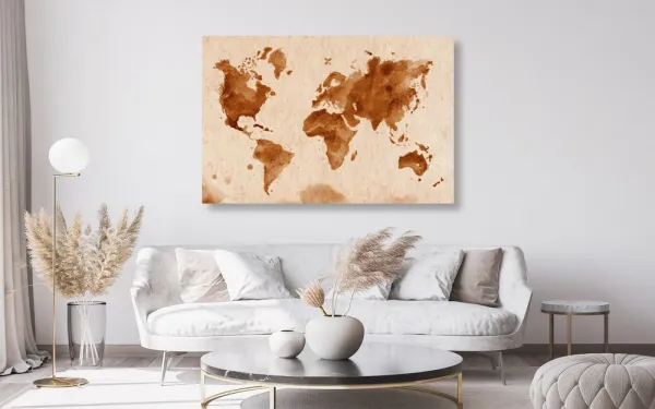 Obraz na korku mapa sveta v retro prevedení