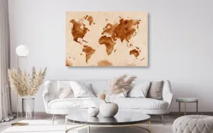 Obraz na korku mapa sveta v retro prevedení