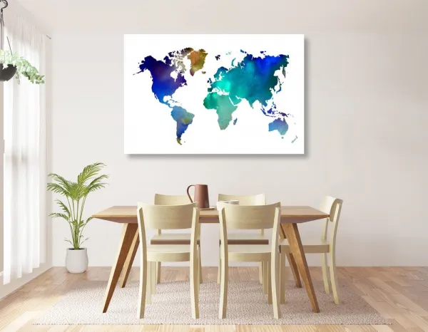 Obraz farebná mapa sveta v akvarelovom prevedení