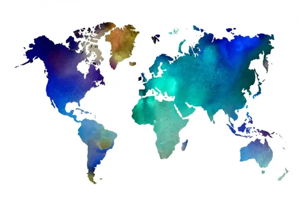 Obraz farebná mapa sveta v akvarelovom prevedení