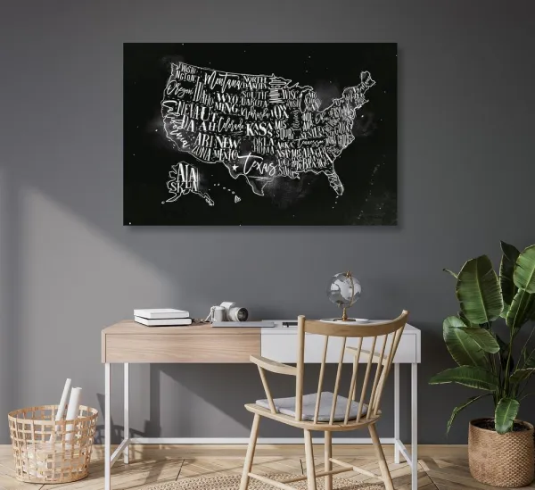 Obraz na korku náučná mapa USA s jednotlivými štátmi