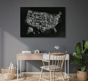 Obraz na korku náučná mapa USA s jednotlivými štátmi