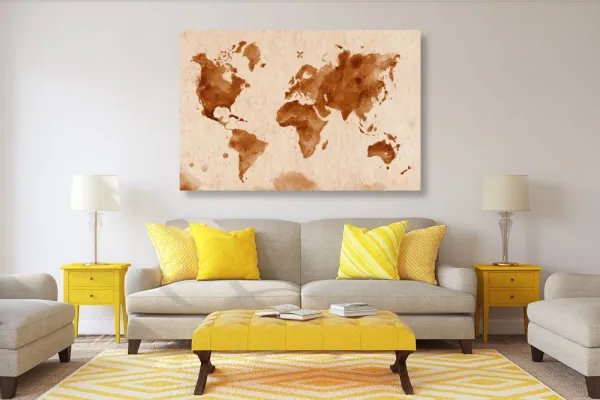 Obraz na korku mapa sveta v retro prevedení