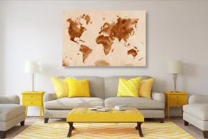 Obraz na korku mapa sveta v retro prevedení