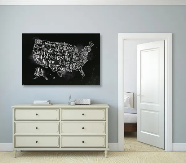 Obraz na korku náučná mapa USA s jednotlivými štátmi