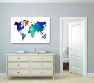 Obraz farebná mapa sveta v akvarelovom prevedení
