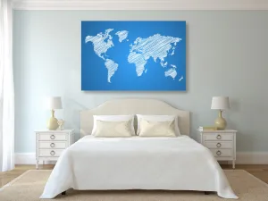 Obraz na korku šrafovaná mapa sveta na modrom pozadí