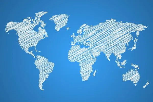 Obraz na korku šrafovaná mapa sveta na modrom pozadí