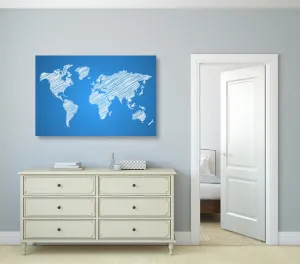 Obraz na korku šrafovaná mapa sveta na modrom pozadí