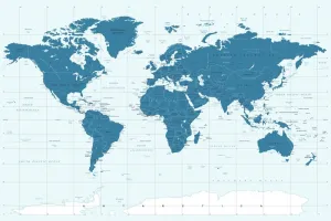 Obraz politická mapa sveta v modrej farbe