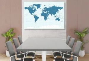 Obraz na korku politická mapa sveta v modrej farbe