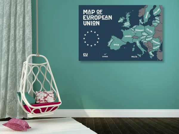 Obraz na korku náučná mapa s názvami krajín európskej únie