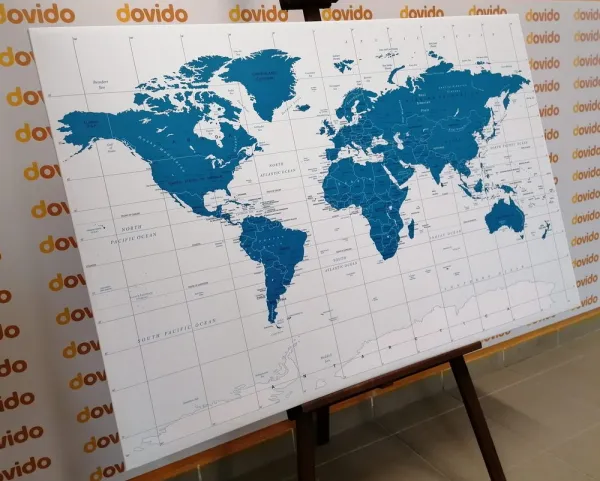 Obraz politická mapa sveta v modrej farbe