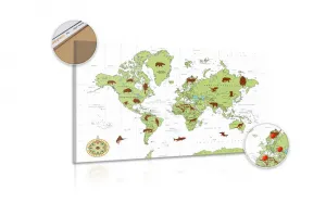 Obraz na korku mapa so zvieratami