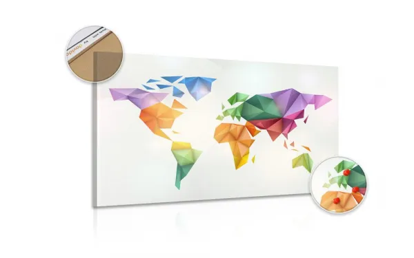 Obraz na korku farebná mapa sveta v štýle origami
