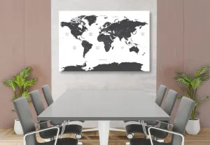 Obraz mapa sveta s jednotlivými štátmi v sivej farbe