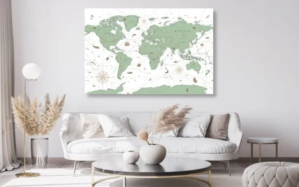 Obraz na korku mapa v zelenom prevedení