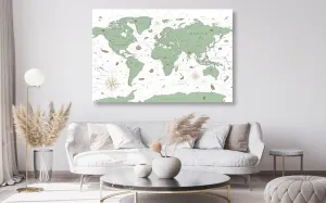 Obraz na korku mapa v zelenom prevedení