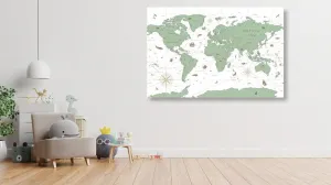 Obraz na korku mapa v zelenom prevedení