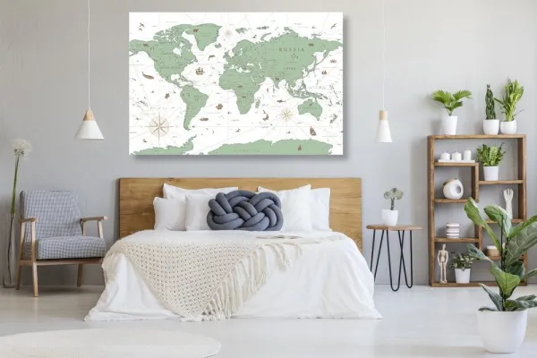 Obraz na korku mapa v zelenom prevedení