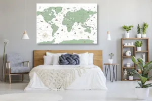 Obraz na korku mapa v zelenom prevedení