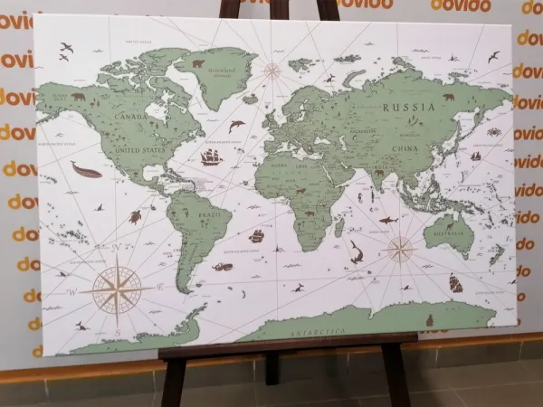 Obraz mapa v zelenom prevedení