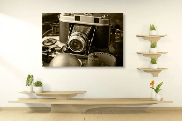 Obraz starý fotoaparát v sépiovom prevedení