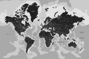 Obraz moderná čiernobiela mapa