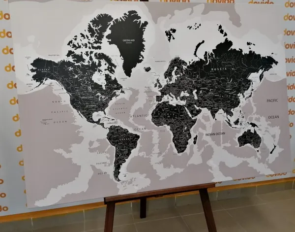 Obraz moderná čiernobiela mapa