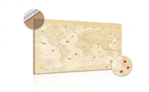 Obraz na korku mapa v béžovom prevedení