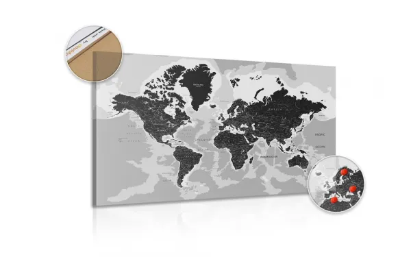 Obraz na korku moderná čiernobiela mapa