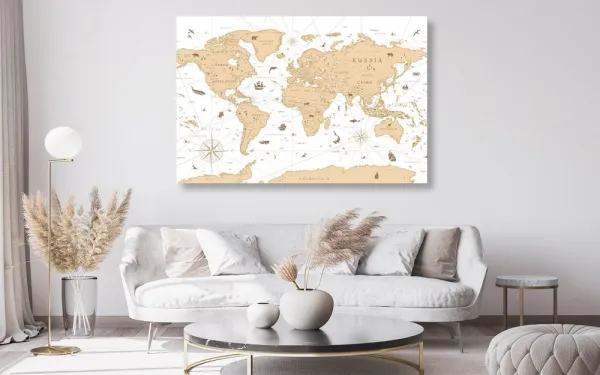 Obraz na korku  béžová mapa
