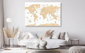 Obraz na korku  béžová mapa